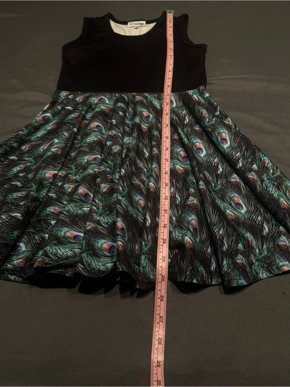 Little Dress Shoppe Girls Peacock Feather Print Fit & Flare Tank Dress